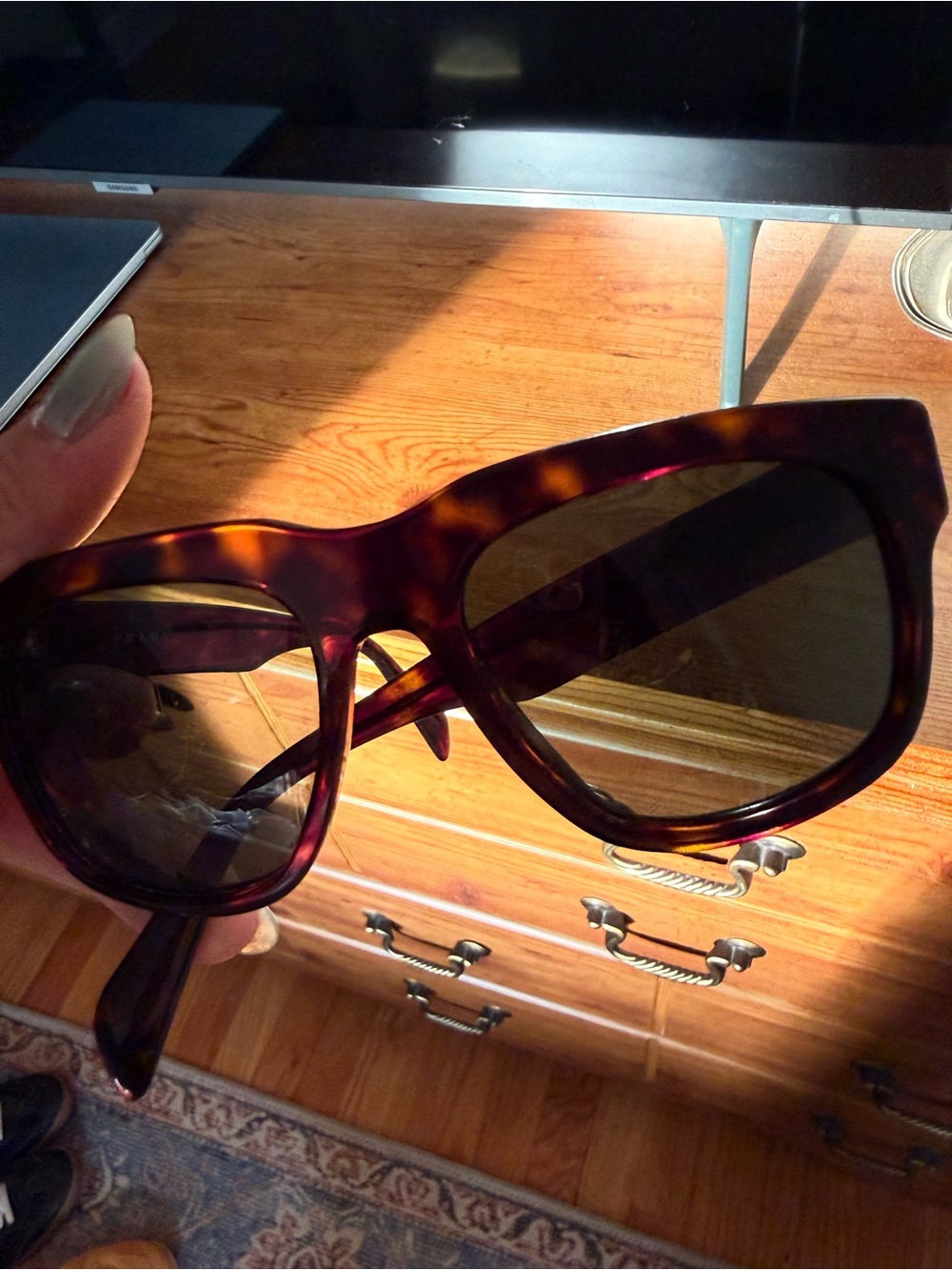 Prada Tortoiseshell Frame Sunglasses with Dark Lenses - Picture 6 of 6